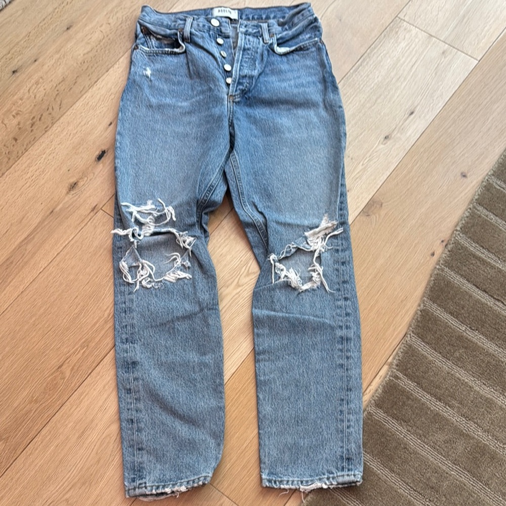 Agolde Blue Boyfriend Distressed Jeans
